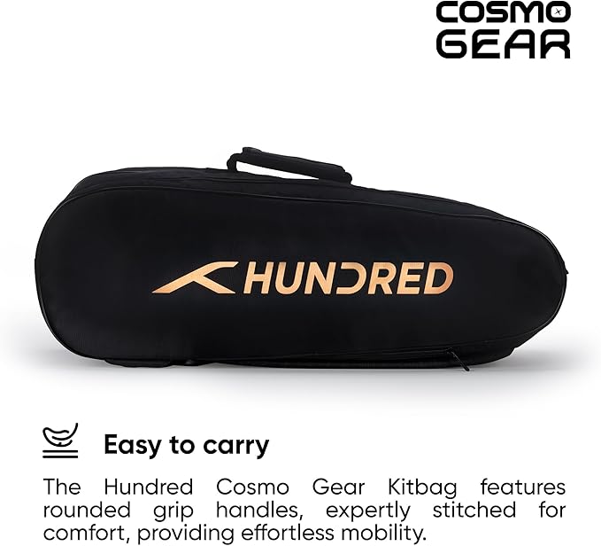 HUNDRED Cosmogear Badminton Kit-Bag | Unisex | Material: Polyester | Double Zipper Bag with Front Zipper Pocket