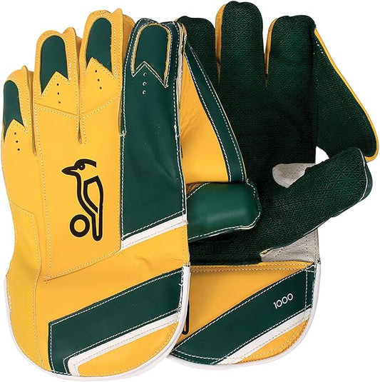 Kookaburra Kahuna Pro 1000 Men's Wicket Keeping Gloves (Yellow/Green, L) | Professional | Superior Grip and Comfort | Unique setting to enhance