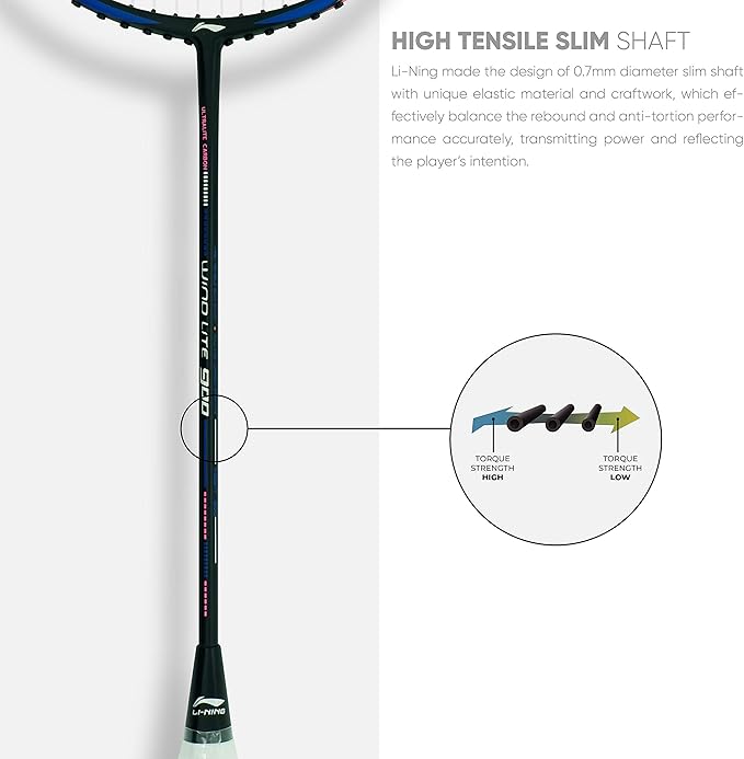 Li-Ning Wind Lite 900 Carbon Fibre Strung Badminton Racket with Full Cover