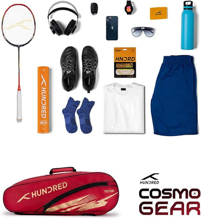 HUNDRED Cosmogear Badminton Kit-Bag | Unisex | Material: Polyester | Double Zipper Bag with Front Zipper Pocket