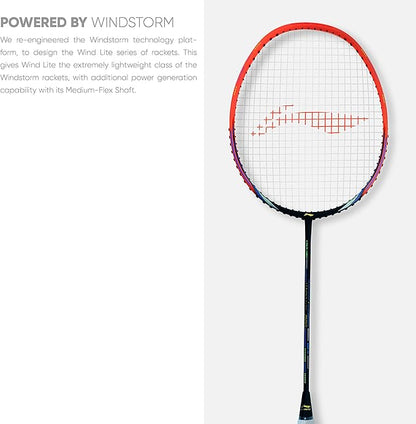 Li-Ning Wind Lite 800 Carbon Fiber Strung Badminton Racket with Free Full Cover(Set of 1)