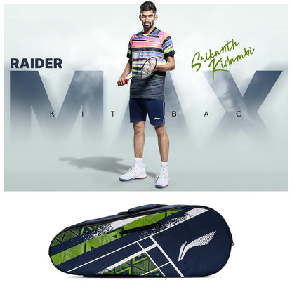 Li-Ning Raider Max Double Zipper Polyester Badminton Kit Bag | Unbreakable Zippers | Easy Mobility | Unisex - Men, Boys, Girls, Women