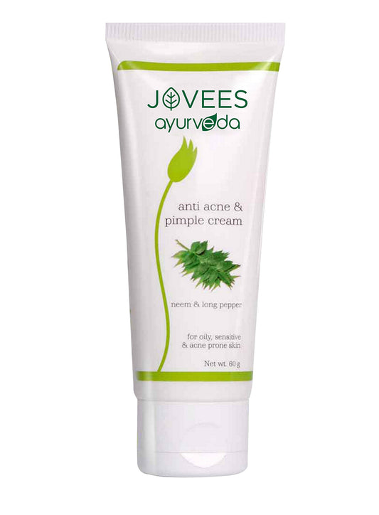 Jovees Anti Acne & Pimple Cream (60gm) With Neem And Long Pepper Extract | Acne Prone Skin | Removes Pimples And Dark Spots | Ayurvedic | Brightening | For Oily & Sensitive Skin