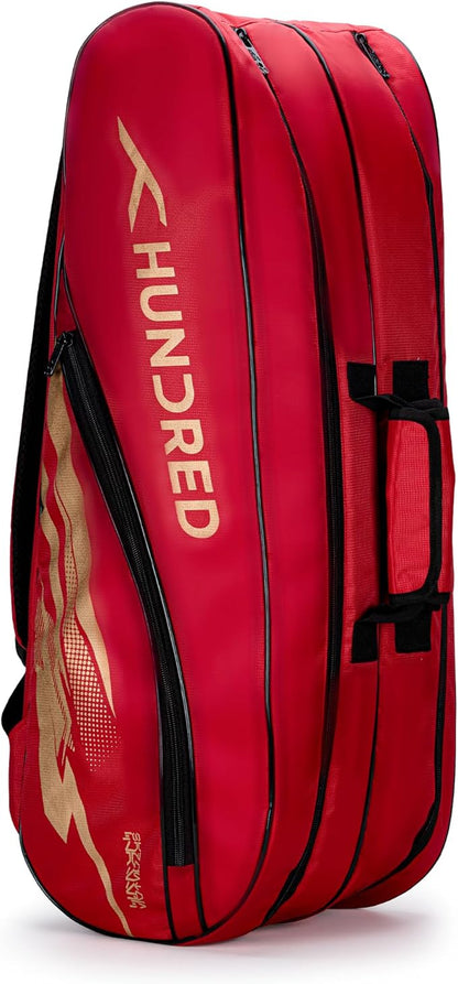 HUNDRED Cosmogear Badminton Kit-Bag | Unisex | Material: Polyester | Double Zipper Bag with Front Zipper Pocket