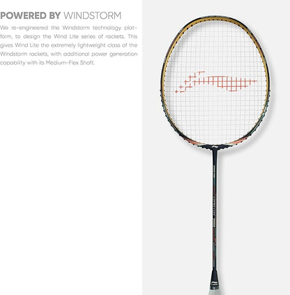 Li-Ning Wind Lite 700 Carbon Fibre Strung Badminton Racket with Free Full Cover