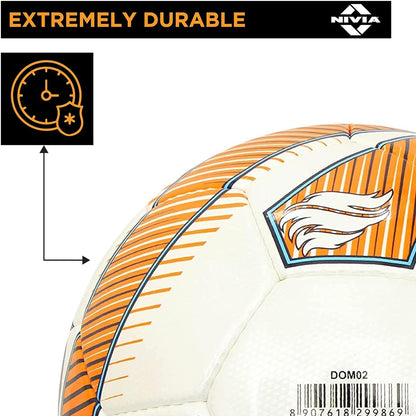 Nivia DOM02 Brace ‎PU Football (Orange, Size 5) | Machine Stitched | 32 Panel | Hobby Playing Ball | Soccer Ball