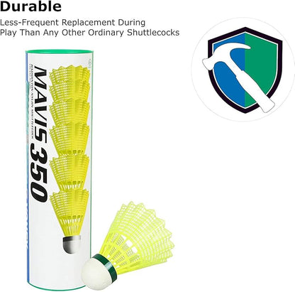 Yonex Mavis 350 Nylon Badminton Shuttlecocks (Yellow, Slow Speed)  | Durable Performance | Best Seller