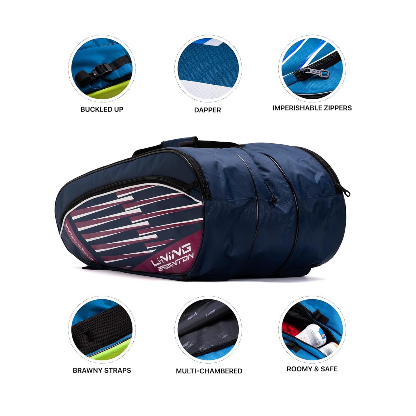 Li-Ning Flash Triple Zipper Polyester Badminton Kit Bag