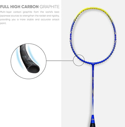 Li-Ning G-Force Superlite 3600 Carbon Fibre Unstrung Badminton Racket with Free Full Cover (Blue / Yellow)