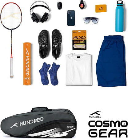 HUNDRED Cosmogear Badminton Kit-Bag | Unisex | Material: Polyester | Double Zipper Bag with Front Zipper Pocket