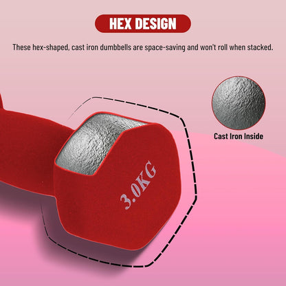 Endless Neoprene Coated Fixed Dumbbell for Gym Exercises | Material: Iron with Vinyl Coat | Weights for Women and Men | Colour: Multicoloured