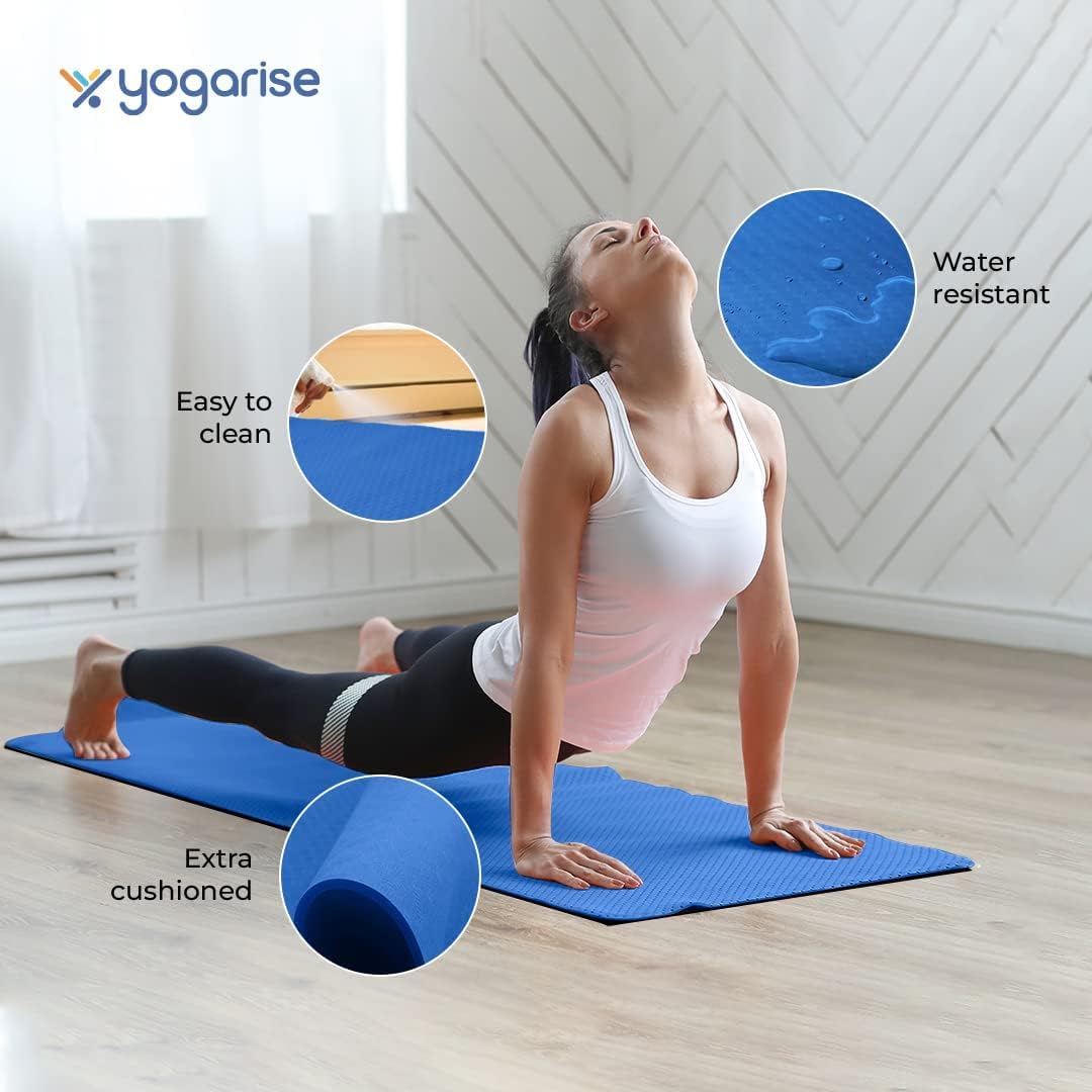 Yogarise Anti-Skid Yoga Mat with Carry Bag & Strap For Home Gym & Outdoor Workout, Water-Resistant, Soft, Easy to Fold