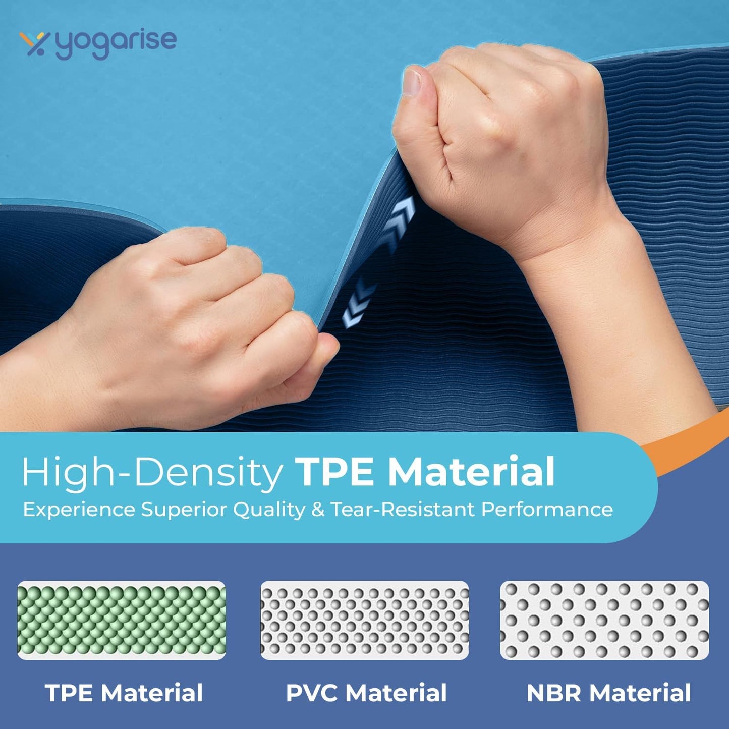 Yogarise 6mm Dual-Shade Yoga Mat | Comes with Carry Bag & Strap for Men & Women, TPE Material, Non-Slip Texture, Extra Wide & Thick, Exercise Mat for Gym Workout, Sweat-Resistant