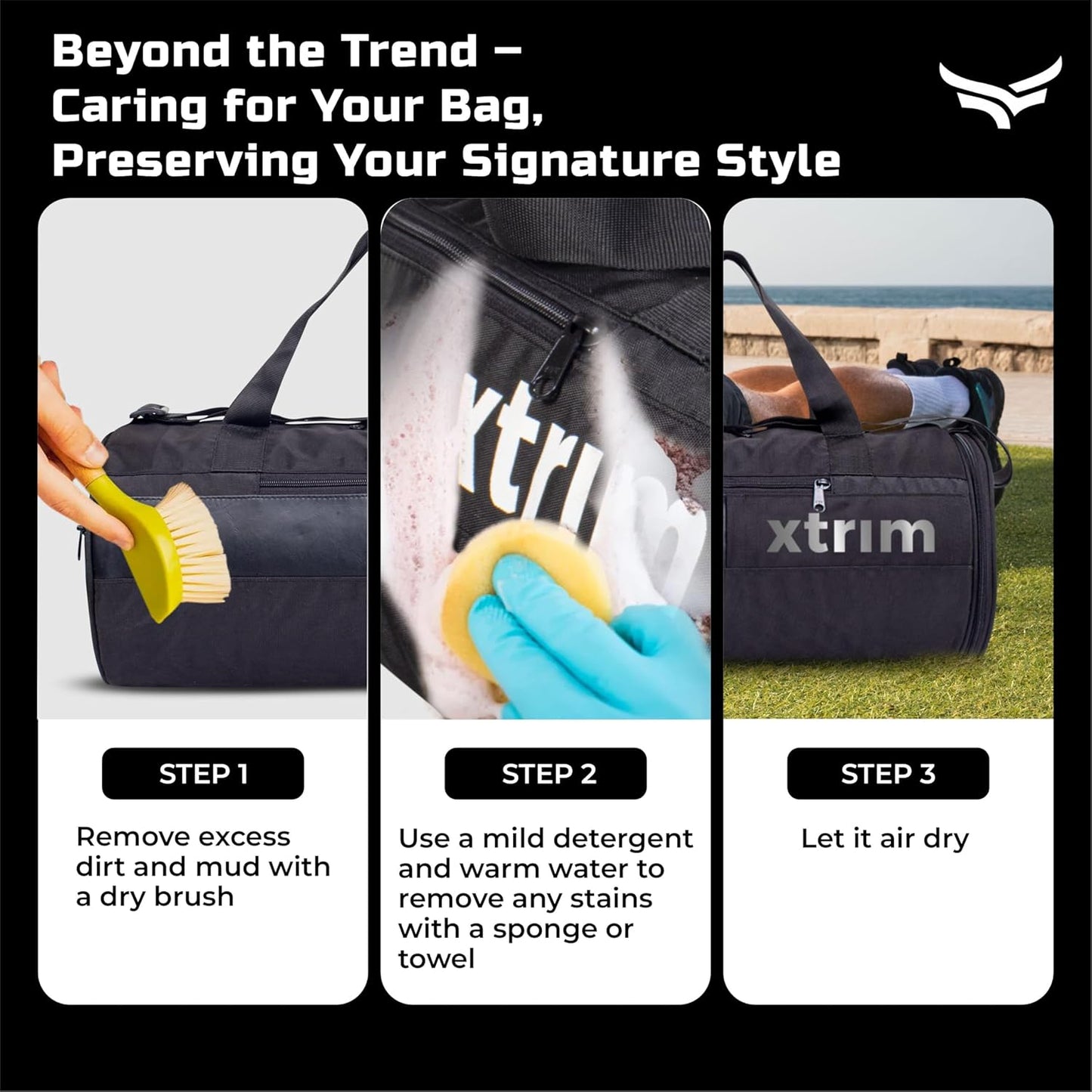 Xtrim Duffle Bags, Gym Bags for Men and Women, Mini Sports Bag, Kit Bag, Small Travel Bag for Men, Duffle Bag for Gym with Shoe Compartment (Black, 35L)