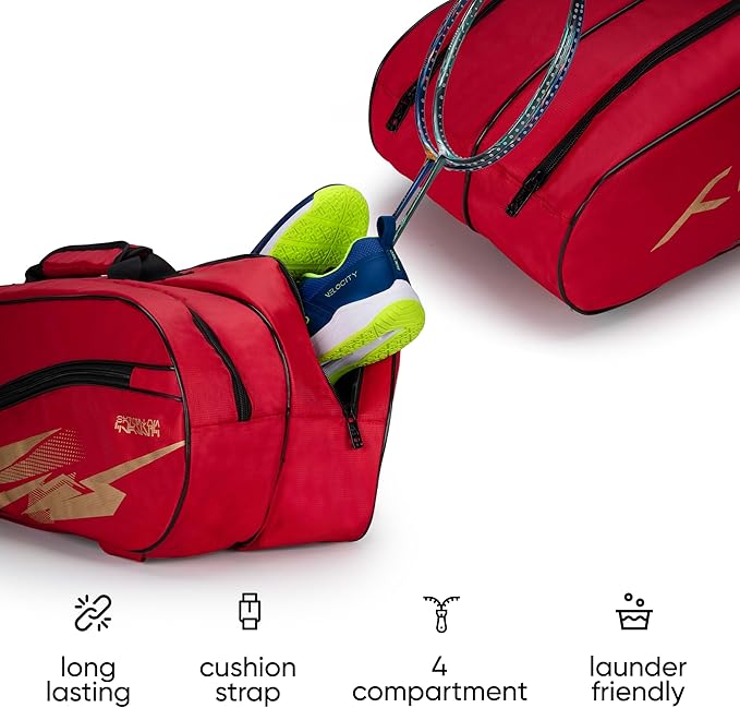 HUNDRED Cosmogear Badminton Kit-Bag | Unisex | Material: Polyester | Double Zipper Bag with Front Zipper Pocket