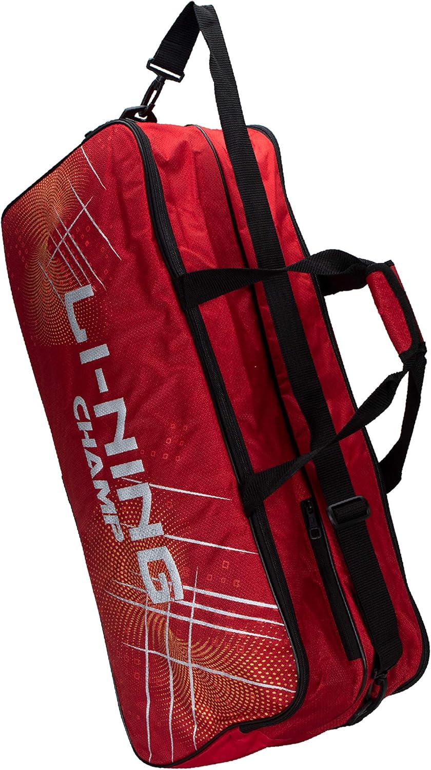 Li-Ning Champ ABDP374 Polyester Badminton Kit bag with Shoe Compartment (Red, Large)  | Duffle | Unisex - Men, Boys, Girls, Women