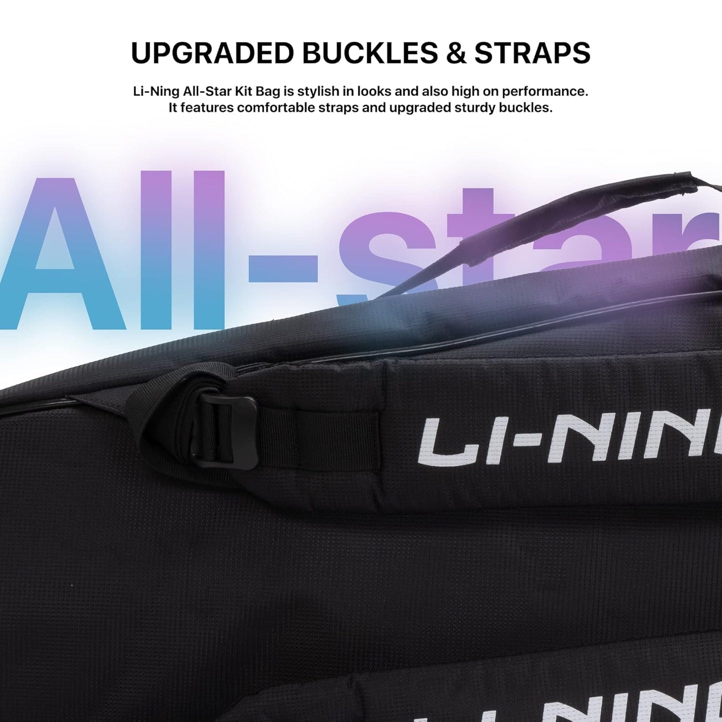 Li-Ning All Star Single Zip Polyester Badminton Kit Bag (Black , Large)  | Dedicated Compartments | Unisex - Men, Boys, Girls, Women