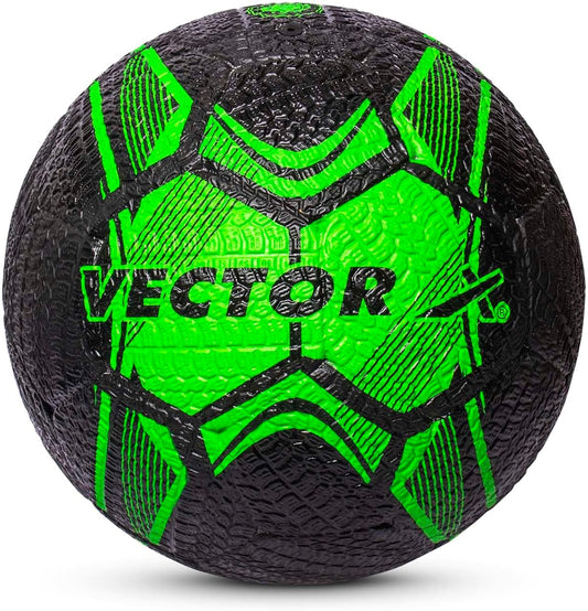 Vector X Street Soccer Football (Green,Black / Size-5) | Material- Moulded rubber | All Surface | High Bounce | High Speed | Rubberized Outer core | High Air Retention Bladder | 32 Panel | Training