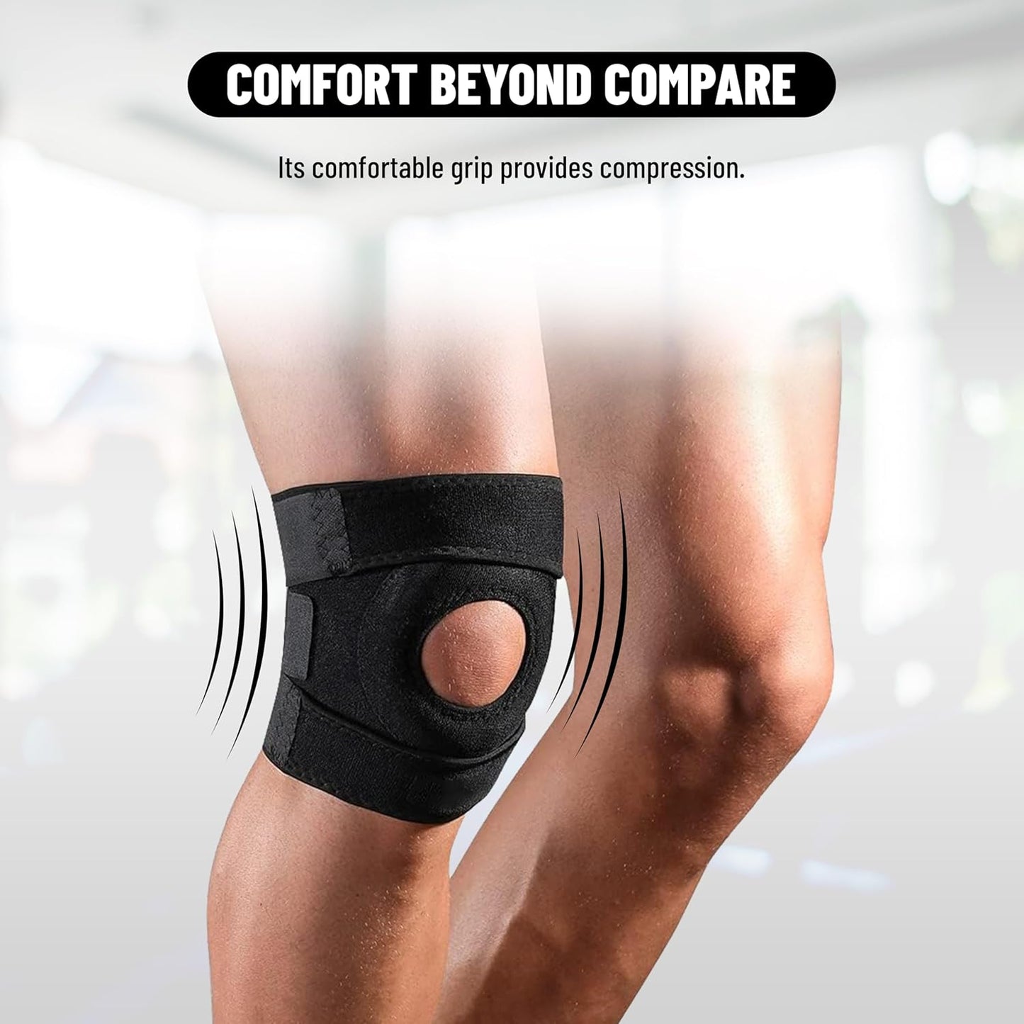 Endless Adjustable Elastic Slip-in Knee Support - Pack of 2 | Black | Material: Neoprene | For Arthritis, Meniscus Tear, ACL, Knee Pain Relief, Runner, Sport, Gym, Sports, Exercise, Workout, Cycling