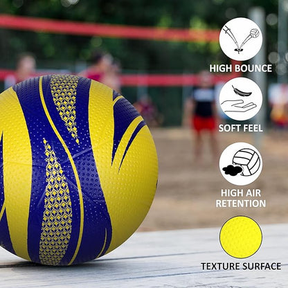 Nivia 488 Craters Volleyball for Men & Women| Color: Yellow/Blue | Size: 4 | Light Weight | Rubber Moulded |12 Panels | High Air Retention | for Indoor & Outdoor | Water Resistant
