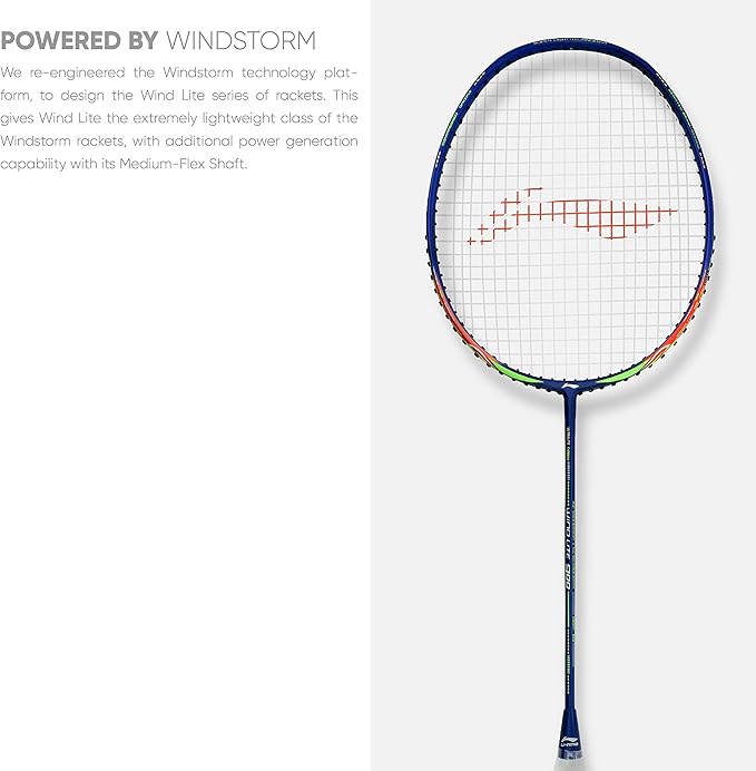 Li-Ning Wind Lite 900 Carbon Fibre Strung Badminton Racket with Full Cover