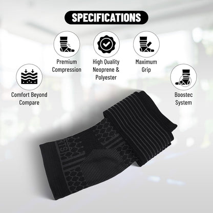 Endless Slip-in Ankle Support Brace | Black | Material: Neoprene & Polyester | for Plantar Fasciitis Neorapathy Relief Sport for Men & Women | Pain Relief, Gym, Sports, Exercise, Cycling