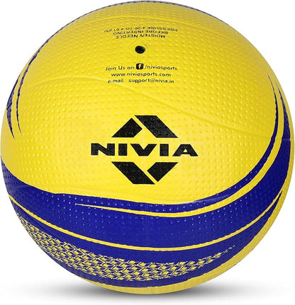 Nivia 488 Craters Volleyball for Men & Women| Color: Yellow/Blue | Size: 4 | Light Weight | Rubber Moulded |12 Panels | High Air Retention | for Indoor & Outdoor | Water Resistant