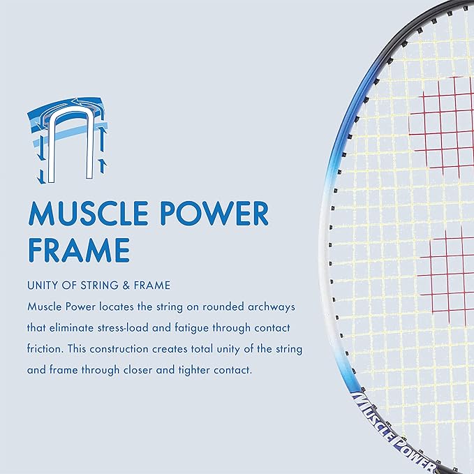 YONEX Muscle Power 22LT Carbon Graphite Strung Badminton Racket with Full Racket Cover | For Intermediate Players | 83 grams | Maximum String Tension - 30lbs