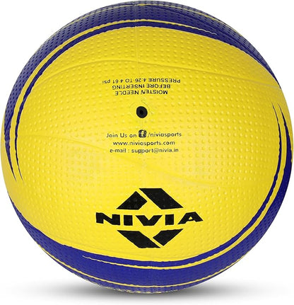 Nivia 488 Craters Volleyball for Men & Women| Color: Yellow/Blue | Size: 4 | Light Weight | Rubber Moulded |12 Panels | High Air Retention | for Indoor & Outdoor | Water Resistant