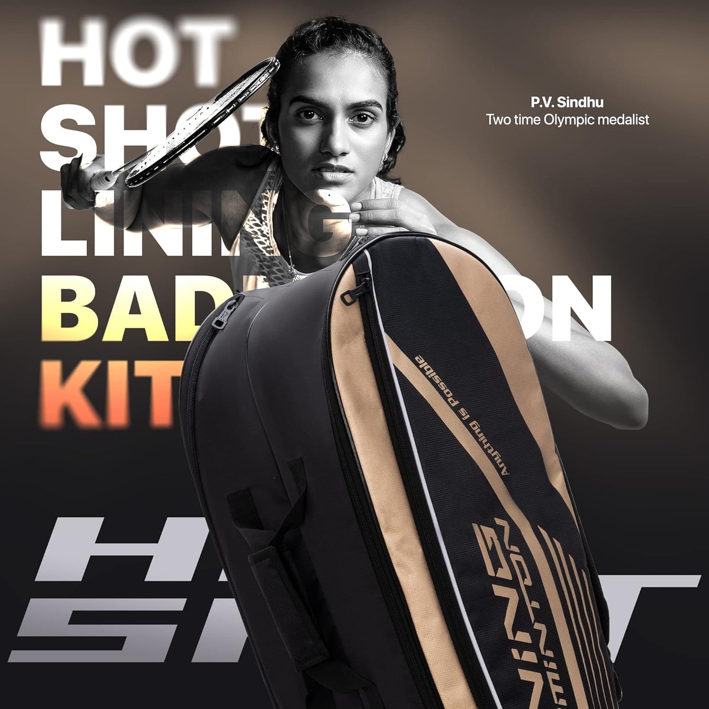 Li-Ning Hot Shot Triple Zipper Polyester Badminton Kit Bag | Easy - Access Compartments | Spacious | Unisex - Men, Boys, Girls, Women