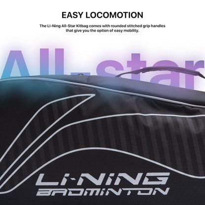 Li-Ning All Star Single Zip Polyester Badminton Kit Bag (Black , Large)  | Dedicated Compartments | Unisex - Men, Boys, Girls, Women