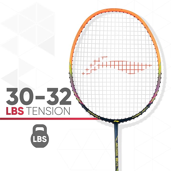 Li-Ning Air Force 80 Lite Carbon Fibre Strung Badminton Racket with Full Racket Cover | For Intermediate Players | 80 grams | Maximum String Tension - 30lbs