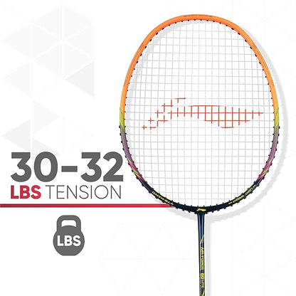 Li-Ning Air Force 80 Lite Carbon Fibre Strung Badminton Racket with Full Racket Cover | For Intermediate Players | 80 grams | Maximum String Tension - 30lbs