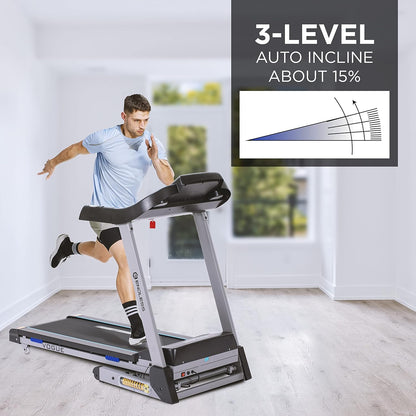 Endless Vogue Treadmill for Home Use With 4HP Peak Power DC Motor| Black | 120 Kg Max Weight and 14 Km/hr Max Speed Support | 420 mm Running Area | With Speakers | Auto Foldable with Auto Incline