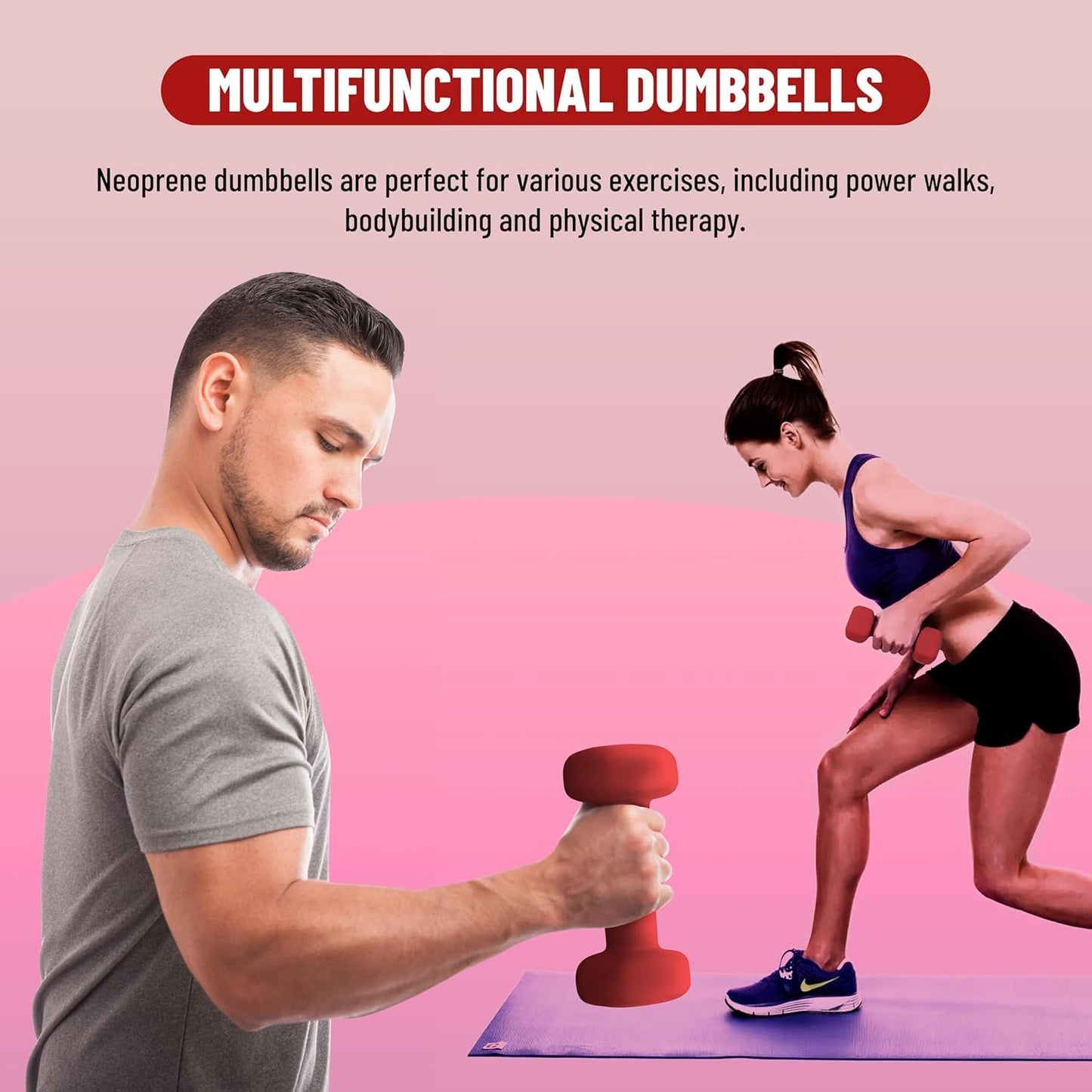 Endless Neoprene Coated Fixed Dumbbell for Gym Exercises | Material: Iron with Vinyl Coat | Weights for Women and Men | Colour: Multicoloured