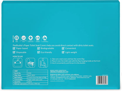 Back of a package with text and icons on a blue background