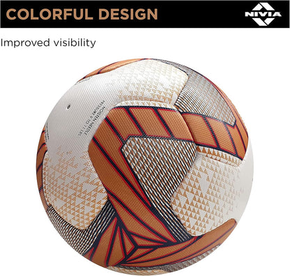 Nivia DOM01 Match ‎PU Football (Golden, Size 5) | Machine Stitched | 8 Panel | PU Micro Fiber top Layer | Soccer Ball | Latex Bladder Core