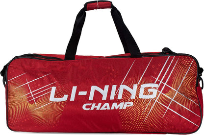 Li-Ning Champ ABDP374 Polyester Badminton Kit bag with Shoe Compartment (Red, Large)  | Duffle | Unisex - Men, Boys, Girls, Women