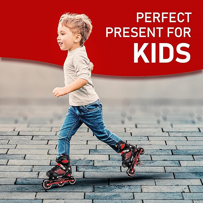 VEERA Adjustable Inline Skates with 100MM PU Wheels | Performance Rollerskates for Kids