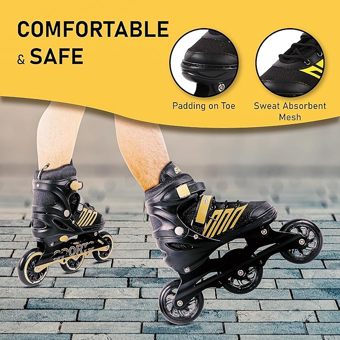 VEERA Adjustable Inline Skates with 100MM PU Wheels | Performance Rollerskates for Kids