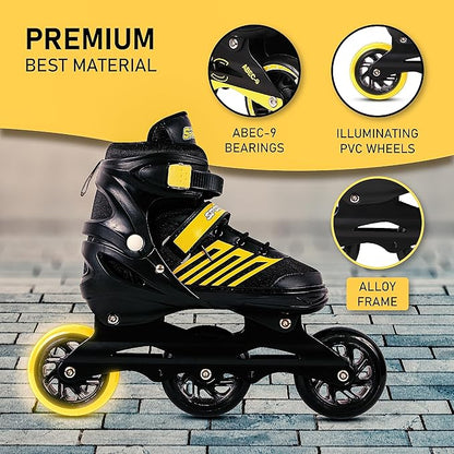 VEERA Adjustable Inline Skates with 100MM PU Wheels | Performance Rollerskates for Kids