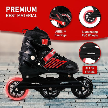 VEERA Adjustable Inline Skates with 100MM PU Wheels | Performance Rollerskates for Kids