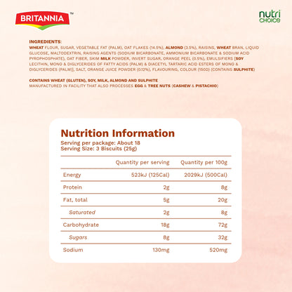 Britannia NutriChoice Oats Orange Biscuits Family Pack (6X75g)