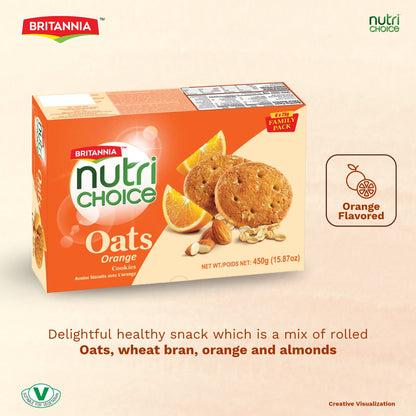 Britannia NutriChoice Oats Orange Biscuits Family Pack (6X75g)