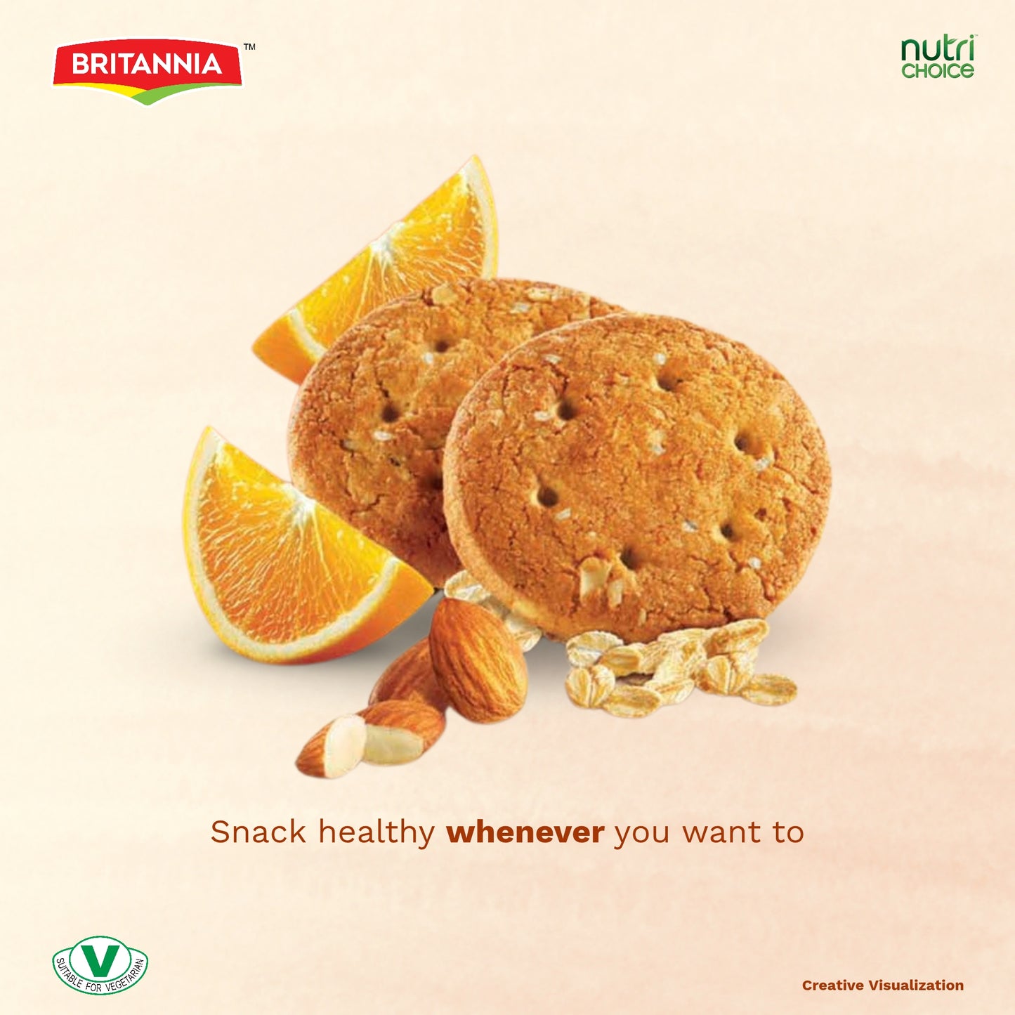 Britannia NutriChoice Oats Orange Biscuits Family Pack (6X75g)