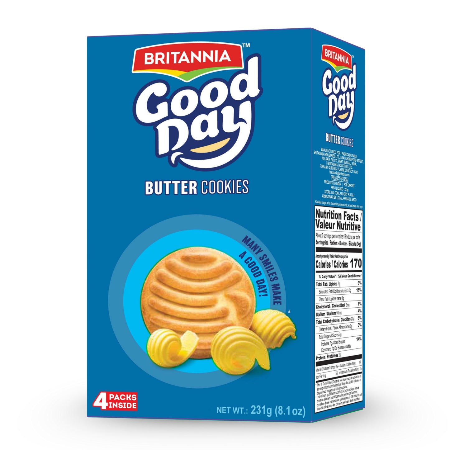 Britannia Good Day Butter Cookies Family Pack | Each Rich Buttery Flavor Crunchy Tea-Time Snack Perfect for Breakfast or Anytime Treat (231g) Pack of 1