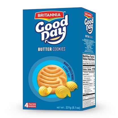 Britannia Good Day Butter Cookies Family Pack | Each Rich Buttery Flavor Crunchy Tea-Time Snack Perfect for Breakfast or Anytime Treat (231g) Pack of 1