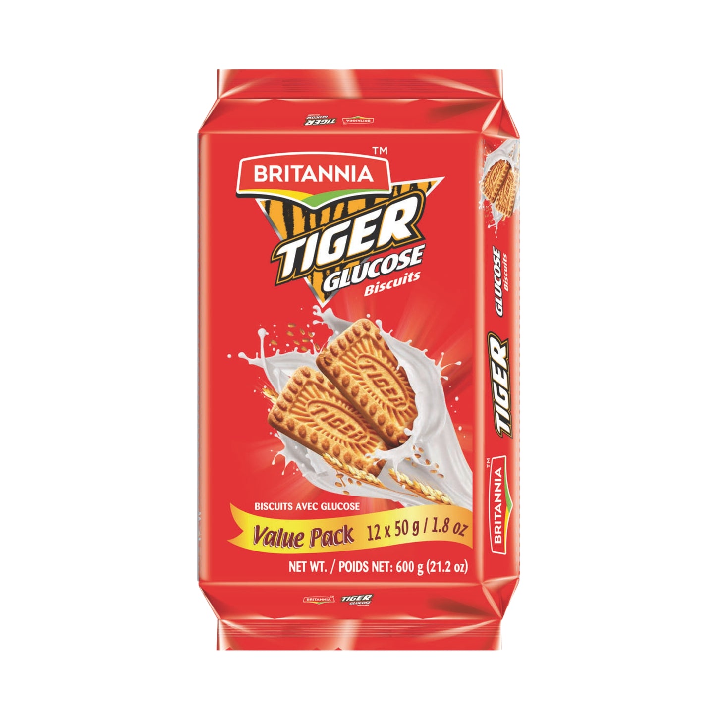 Britannia Tiger Glucose Biscuits Family Pack | Each Nutritious & Delicious Cookies Perfect Kids Snack for Breakfast & Tea Time Pack (200g) Pack of 4