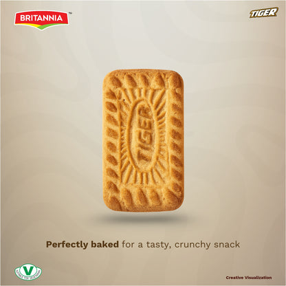 Britannia Tiger Glucose Biscuits Family Pack | Each Nutritious & Delicious Cookies Perfect Kids Snack for Breakfast & Tea Time Pack (200g) Pack of 4