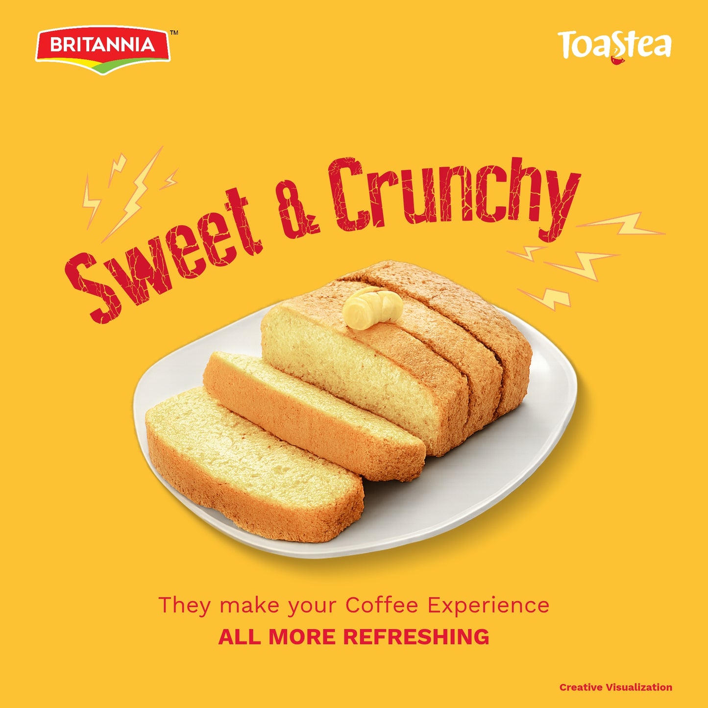 Britannia Cake Rusk Smooth & Soft Twice-Baked Cake | Made with Milk & Egg Delicious Snack for Breakfast & Tea Time (550g) Pack of 1